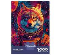 Puzzles De 1000 Pièces pour Adolescents Astronaut Space Wolf Puzzles pour Adultes Jeux Relaxants Cadeaux pour Femmes Interaction Parent-Enfant 38x26cm/1000pcs