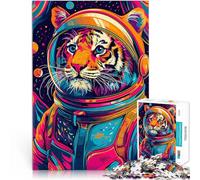Puzzles de 1000 pièces pour Adolescents Astronaute Tigre de l'espace Jeu intellectuel Cadeau d'anniversaire, Cadeaux, décoration Murale 75x50cm