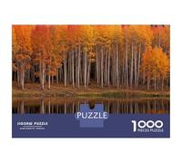 Puzzles De 1000 Pièces pour Adolescents Autumn Aspen Trees Reflected in Lake Puzzles pour Adultes, Jouets Anti-Stress, Décoration Murale, Cadeaux d'anniversaire Et Cadeaux Uniques 38x26cm/1000pcs