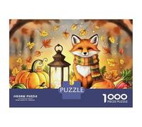 Puzzles De 1000 Pièces pour Adolescents Autumn Fox with Lantern and Pumpkins Puzzles pour Adultes, Jouets Anti-Stress, Décoration Murale, Cadeaux d'anniversaire Et Cadeaux Uniques 52x38cm/1000pcs