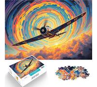 Puzzles de 1000 pièces pour Adolescents Avion Vintage dans Un Ciel tourbillonnant Jeux Amusants Décoration Parfaite 75x50cm