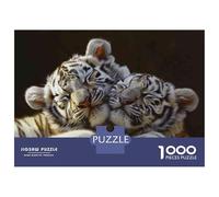 Puzzles De 1000 Pièces pour Adolescents Baby White Tiger Cubs Puzzle pour Adultes Jeu Familial Course De Vitesse Manuelle Cadeaux Uniques pour Anniversaire Et Noël 70x50cm/1000pcs