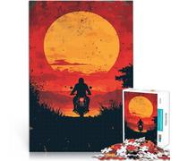 Puzzles de 1000 pièces pour Adolescents Balade à Moto au Coucher du Soleil Jeux Amusants Renforcer l'amour Entre Les Couples 38x26cm