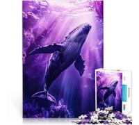 Puzzles de 1000 pièces pour Adolescents Baleine à Bosse dans l'océan Violet Impossible est idéal comme Cadeau pour Toute la Famille 38x26cm