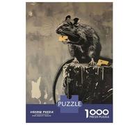 Puzzles De 1000 Pièces pour Adolescents Banksy Graffiti Rat Cheese Puzzles pour Adolescents, Jouets À Monter Soi-même, Analyse Et Logique, Cadeau d'anniversaire Ou De Noël 52x38cm/1000pcs
