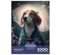 Puzzles De 1000 Pièces pour Adolescents Beagle Japanese Kimono Puzzle pour Adultes Jeux Relaxants Décoration Parfaite, pour Toute La Famille 52x38cm/1000pcs
