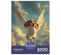 Puzzles De 1000 Pièces pour Adolescents Beagle with Angel Wings in Memoriam Tribute Puzzles pour Adolescents, Jouets À Monter Soi-même, Analyse Et Logique, Cadeau d'anniversaire Ou De Noël 70x50cm/10