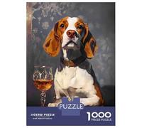 Puzzles De 1000 Pièces pour Adolescents Beagle with Wine Glass Puzzles pour Adultes - Jeu Difficile Et Stimulant À Terminer 70x50cm/1000pcs