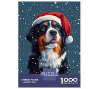Puzzles De 1000 Pièces pour Adolescents Bernese Mountain Dog in Santa Hat Christmas Dog Wall Art Puzzles pour Adolescents, Jouets À Monter Soi-même, Analyse Et Logique, Cadeau d'anniversaire Ou De No