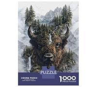 Puzzles De 1000 Pièces pour Adolescents Bison The Majestic Defender of Nature’s Domain Puzzles pour Adultes Jeu Familial Cadeaux pour Femmes Difficile Et Stimulant 38x26cm/1000pcs