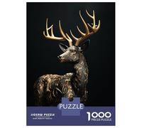 Puzzles De 1000 Pièces pour Adolescents Black and Gold Deer Puzzle Adulte Jeu Manuel Cadeaux pour Femmes pour Anniversaire, Noël 52x38cm/1000pcs