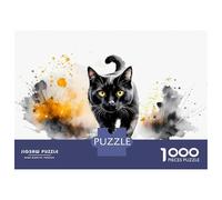 Puzzles De 1000 Pièces pour Adolescents Black Cat Facing You Puzzles pour Adolescents - Jeu Manuel - Décoration Murale - Défi À Relever 70x50cm/1000pcs