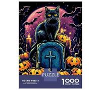 Puzzles De 1000 Pièces pour Adolescents Black Cat Halloween Puzzle Jeux De Famille Décoration Intérieure Cadeaux d'anniversaire Uniques 70x50cm/1000pcs