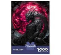 Puzzles De 1000 Pièces pour Adolescents Black Dragon Under Blood Moon Puzzle Adulte Jeu Manuel Cadeaux pour Femmes pour Anniversaire, Noël 38x26cm/1000pcs