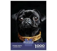 Puzzles De 1000 Pièces pour Adolescents Black & Gold Pug Casse-têtes pour Adultes, Jeu De Réflexion, Difficile, Amusant, Activités À La Maison 38x26cm/1000pcs
