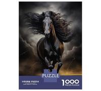 Puzzles De 1000 Pièces pour Adolescents Black Horse Galloping Puzzle pour Adolescents - Défi Difficile - Jeu Éducatif - Amusant en Famille Et Soirée Jeux 52x38cm/1000pcs