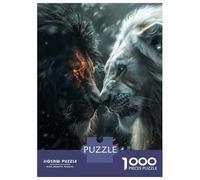 Puzzles De 1000 Pièces pour Adolescents Black Lion Vs White One Puzzle Jeux Relaxants Décoration Murale Cadeaux pour Les Amis Et La Famille 70x50cm/1000pcs