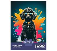 Puzzles De 1000 Pièces pour Adolescents Black Poodle Cute Puzzle Jeux Relaxants Décoration Murale Cadeaux pour Les Amis Et La Famille 52x38cm/1000pcs