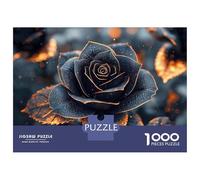 Puzzles De 1000 Pièces pour Adolescents Black Rose with Gold Accents Casse-têtes pour Adultes, Jeu De Réflexion, Difficile, Amusant, Activités À La Maison 70x50cm/1000pcs