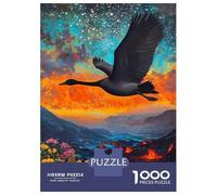 Puzzles De 1000 Pièces pour Adolescents Black Swan Flying Over Volcanic Landscape Puzzle Adulte Jeu Manuel Défi Difficile Cadeaux pour Amis Et Famille 70x50cm/1000pcs