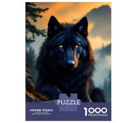 Puzzles De 1000 Pièces pour Adolescents Black Wolf at Sunset Puzzles pour Adultes Jeux Anti-Stress Analyse Et Logique Cadeaux d'anniversaire Uniques 70x50cm/1000pcs