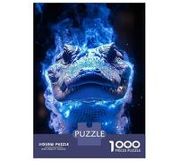 Puzzles De 1000 Pièces pour Adolescents Blue Alligator with Smoke Puzzle pour Adultes Jeux Amusants Décoration Murale Cadeaux Uniques pour Anniversaire Et Noël 38x26cm/1000pcs