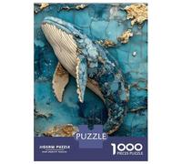 Puzzles De 1000 Pièces pour Adolescents Blue and Gold Whale Art Puzzle Jeux Relaxants Cadeau d'anniversaire Cadeaux Anti-Stress 52x38cm/1000pcs