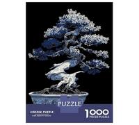 Puzzles De 1000 Pièces pour Adolescents Blue and White Bonsai Illustration Puzzles pour Adolescents, Jouets Anti-Stress, Cadeaux pour Femmes, Cadeaux Anti-Stress 38x26cm/1000pcs