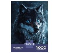 Puzzles De 1000 Pièces pour Adolescents Blue-Eyed Wolf -1 Puzzle Jeux Relaxants Décoration Murale Cadeaux pour Les Amis Et La Famille 70x50cm/1000pcs