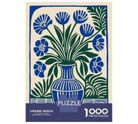 Puzzles De 1000 Pièces pour Adolescents Blue Flowers in Vase Still Life Puzzles pour Adolescents Découpe De Précision Stimule Le Cerveau Cadeaux Anti-Stress 52x38cm/1000pcs