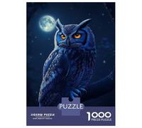 Puzzles De 1000 Pièces pour Adolescents Blue Owl Perched at Night Puzzles pour Adolescents, Jouets Anti-Stress, Cadeaux pour Femmes, Cadeaux Anti-Stress 38x26cm/1000pcs