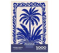 Puzzles De 1000 Pièces pour Adolescents Blue Palm Tree Art Print Puzzles pour Adultes Améliorent La Mémoire Casse-tête Difficile Et Stimulant Jeux De Réflexion en Famille 52x38cm/1000pcs
