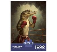 Puzzles De 1000 Pièces pour Adolescents Boxing Alligator in Ring Puzzle pour Adultes, Jeu De Réflexion, Anti-Stress, Cadeau d'anniversaire Ou De Noël 38x26cm/1000pcs