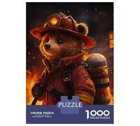 Puzzles De 1000 Pièces pour Adolescents Brave Firefighter Bear Puzzles pour Adultes Jeux Relaxants Cadeaux pour Femmes Activités Amusantes À La Maison, 38x26cm/1000pcs