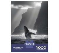 Puzzles De 1000 Pièces pour Adolescents Breaching Whale at Coastal Cliffs in Black and White Puzzle Jeux De Famille Décoration Intérieure Cadeaux d'anniversaire Uniques 52x38cm/1000pcs