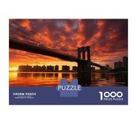 Puzzles De 1000 Pièces pour Adolescents Brooklyn Bridge Sunset Puzzle pour Adultes Jeu Familial Course De Vitesse Manuelle Cadeaux Uniques pour Anniversaire Et Noël 70x50cm/1000pcs