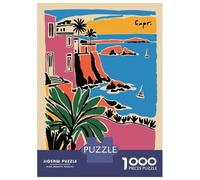 Puzzles De 1000 Pièces pour Adolescents Capri Coastline Illustration Puzzles pour Adolescents Vacances À La Maison Tuer Le Temps Stimuler Le Cerveau Amusant en Famille Et Soirée Jeux 70x50cm/1000pcs