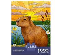 Puzzles De 1000 Pièces pour Adolescents Capybara by The Lake at Sunset Puzzles pour Adolescents, Jouets À Monter Soi-même, Analyse Et Logique, Cadeau d'anniversaire Ou De Noël 38x26cm/1000pcs