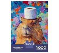 Puzzles De 1000 Pièces pour Adolescents Capybara with Toilet Paper Hat Puzzle Jeux Relaxants Cadeaux pour Femmes Cadeaux De Noël Et d'anniversaire 70x50cm/1000pcs