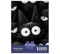 Puzzles De 1000 Pièces pour Adolescents Cartoon Black Cats with Big Eyes Puzzles pour Adultes Assemblage De Motifs Stimule Le Cerveau Jeu Stimulant 70x50cm/1000pcs