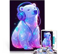 Puzzles de 1000 pièces pour Adolescents Casque d'écoute Cool en Forme d'ours Polaire Jeu intellectuel Une œuvre d'art 75x50cm