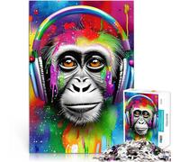 Puzzles de 1000 pièces pour Adolescents Casque drôle de Singe Entraînez Votre Cerveau et Vos Mains Cadeau Amusant 50x70cm