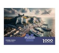 Puzzles De 1000 Pièces pour Adolescents Castle on White Cliffs Coastal Town Puzzle Adulte Jeu Familial Décoration Parfaite Activités Amusantes À La Maison 70x50cm/1000pcs