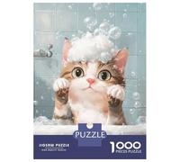 Puzzles De 1000 Pièces pour Adolescents Cat Bath Time Puzzle Jeux Relaxants Décoration Murale Cadeaux pour Les Amis Et La Famille 70x50cm/1000pcs