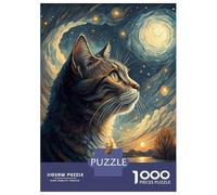Puzzles De 1000 Pièces pour Adolescents Cat Looking at Starry Sky Puzzle pour Adolescents, Activités Familiales pour Anniversaire, Noël Et Cadeaux Uniques 38x26cm/1000pcs