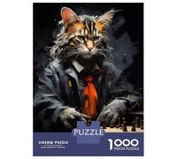 Puzzles De 1000 Pièces pour Adolescents Cat Playing Chess Painting Puzzles pour Adolescents, Jouets À Monter Soi-même, Analyse Et Logique, Cadeau d'anniversaire Ou De Noël 38x26cm/1000pcs