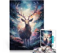 Puzzles de 1000 pièces pour Adolescents Cerf de la Faune Galactique Jeux Amusants Chaque pièce est Unique - Jeu Familial Stimulant et Amusant 75x50cm