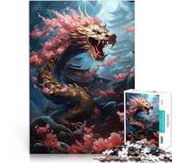 Puzzles de 1000 pièces pour Adolescents Cerisier Dragon Japonais Jouets à Faire soi-même Offrir en Cadeau à Toute la Famille 52x38cm