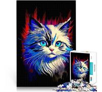 Puzzles de 1000 pièces pour Adolescents Chat Animaux 14 Séjour Anti-Stress pour Tuer Le Temps Œuvre d'art 38x26cm