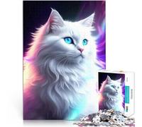 Puzzles de 1000 pièces pour Adolescents Chat Blanc esthétique pour Le Jeu éducatif Challenge Toy Jeu de défi Unique 50x70cm